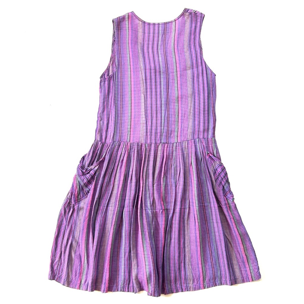 Lipstick Vintage Retro Purple Plaid V-Neck Rayon Sleeveless Dress - Picture 5 of 7